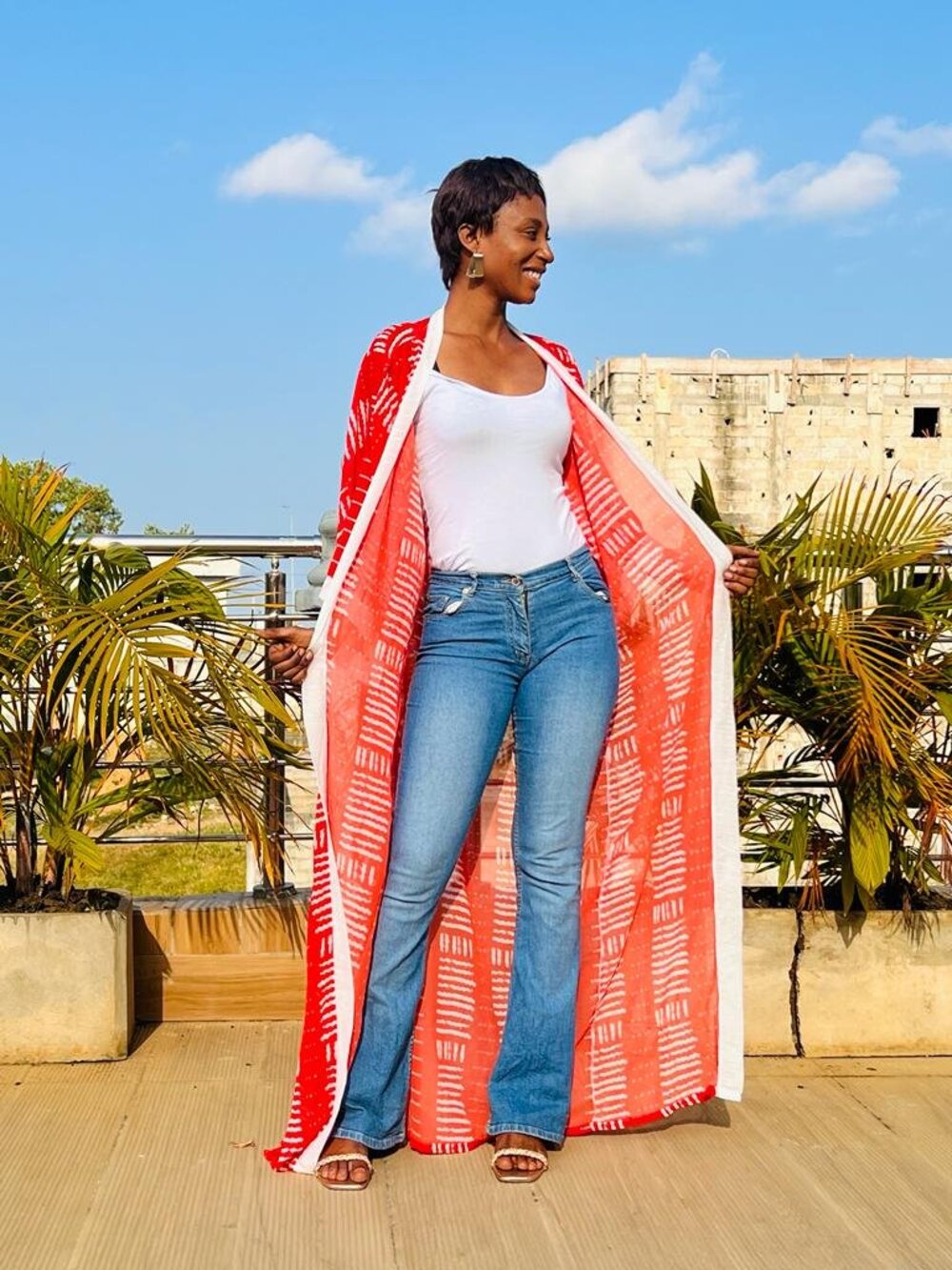 Ankara Kimono Dress - Orange